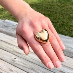 Gold Tone Heart Ring NWT One Size Fits All